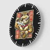 Schattigee  Maneki Neko Lucky Cat, Succes Geld Grote Klok (Hoek)