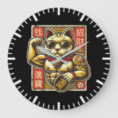 Schattigee  Maneki Neko Lucky Cat, Succes Geld Grote Klok (Voorkant)