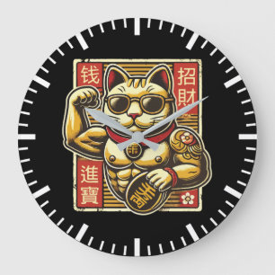Schattigee  Maneki Neko Lucky Cat, Succes Geld Grote Klok