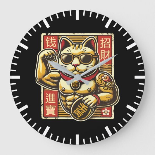Schattigee  Maneki Neko Lucky Cat, Succes Geld Grote Klok (Voorkant)
