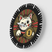 Schattigee  Maneki Neko Lucky Cat, Succes Geld Grote Klok (Hoek)