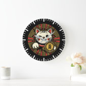 Schattigee  Maneki Neko Lucky Cat, Succes Geld Grote Klok (Huis)