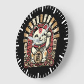 Schattigee  Maneki Neko Lucky Cat, Succes Geld Grote Klok (Hoek)