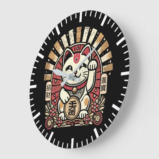 Schattigee  Maneki Neko Lucky Cat, Succes Geld Grote Klok (Hoek)