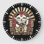 Schattigee  Maneki Neko Lucky Cat, Succes Geld Grote Klok (Voorkant)