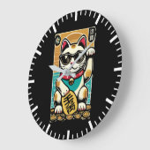 Schattigee  Maneki Neko Lucky Cat, Succes Geld Grote Klok (Hoek)