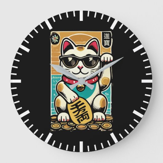 Schattigee  Maneki Neko Lucky Cat, Succes Geld Grote Klok (Voorkant)