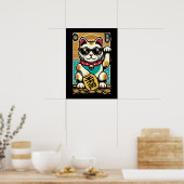 Schattigee  Maneki Neko Lucky Cat, Succes Geld Poster (Keuken)
