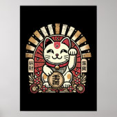 Schattigee  Maneki Neko Lucky Cat, Succes Geld Poster (Voorkant)