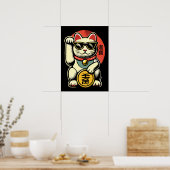 Schattigee  Maneki Neko Lucky Cat, Succes Geld Poster (Keuken)