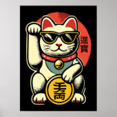 Schattigee  Maneki Neko Lucky Cat, Succes Geld Poster (Voorkant)