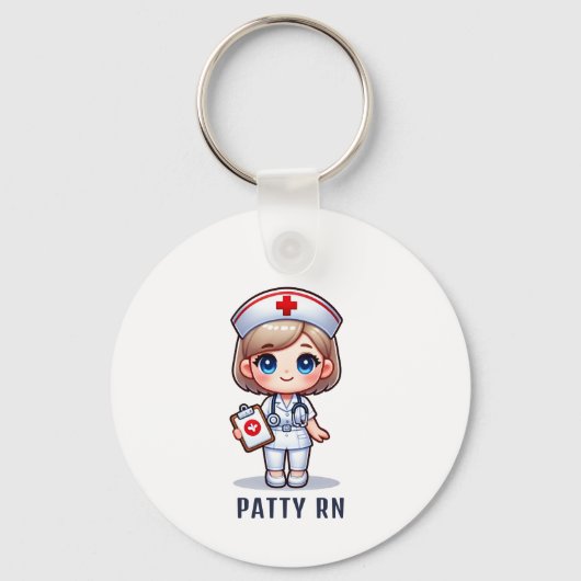 Schattigee manga blonde verpleegster karikatuur ge sleutelhanger (Voorkant)