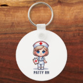Schattigee manga blonde verpleegster karikatuur ge sleutelhanger (Voorkant)