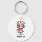 Schattigee manga blonde verpleegster karikatuur ge sleutelhanger (Achterkant)