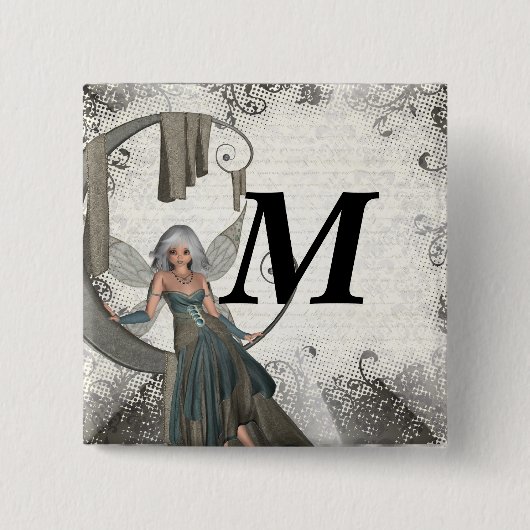 Schattigee manga fee vierkante button 5,1 cm (Voorkant)