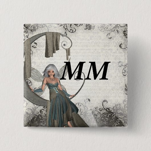 Schattigee manga fee vierkante button 5,1 cm (Voorkant)