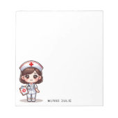 Schattigee Manga Nurse Brunette Brown Eyes Custom Notitieblok (Voorkant)