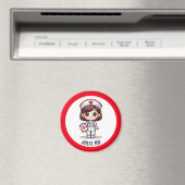 Schattigee Manga Nurse met Brunette Brown Eyes Cus Magneet (Insitu (Vaatwasser))