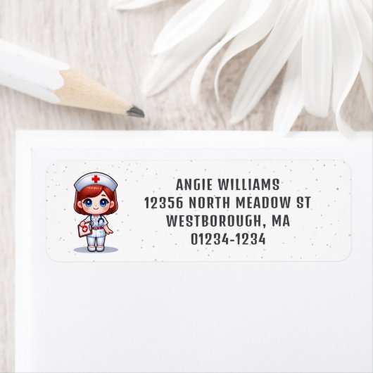 Schattigee Manga Nurse Red Blue Eyes Custom Etiket (Insitu)