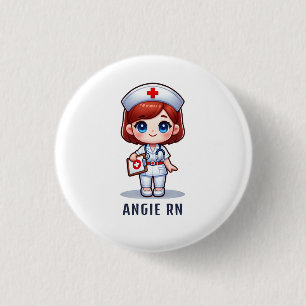 Schattigee manga roodharige verpleegster karikatuu ronde button 3,2 cm
