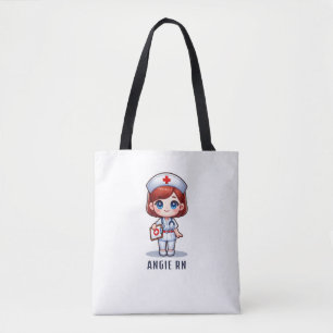 Schattigee manga roodharige verpleegster karikatuu tote bag