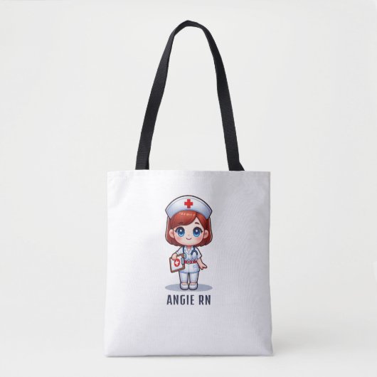 Schattigee manga roodharige verpleegster karikatuu tote bag (Voorkant)