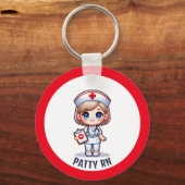 Schattigee Manga Verpleegster Blonde Haar Karikatu Sleutelhanger (Voorkant)