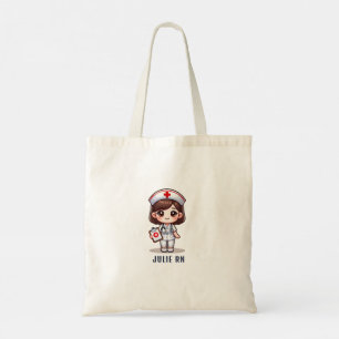 Schattigee Manga Verpleegster Bruin Haar Karikatuu Tote Bag