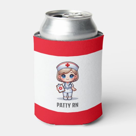 Schattigee Manga Verpleegster met Blond Haar Blauw Blikjeskoeler (Blikje Voorkant)