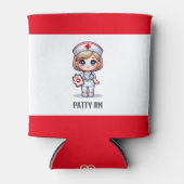 Schattigee Manga Verpleegster met Blond Haar Blauw Blikjeskoeler (Voorkant)