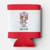 Schattigee Manga Verpleegster met Blond Haar Blauw Blikjeskoeler (Achterkant)