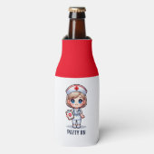 Schattigee Manga Verpleegster met Blond Haar Blauw Flesjeskoeler (Fles Voorkant)