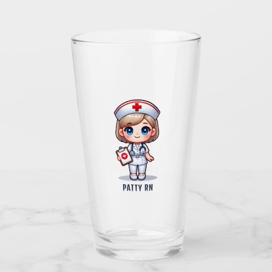 Schattigee Manga Verpleegster met Blond Haar Blauw Glas (Voorkant)