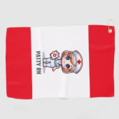 Schattigee Manga Verpleegster met Blond Haar Blauw Golfhanddoek (Horizontaal)