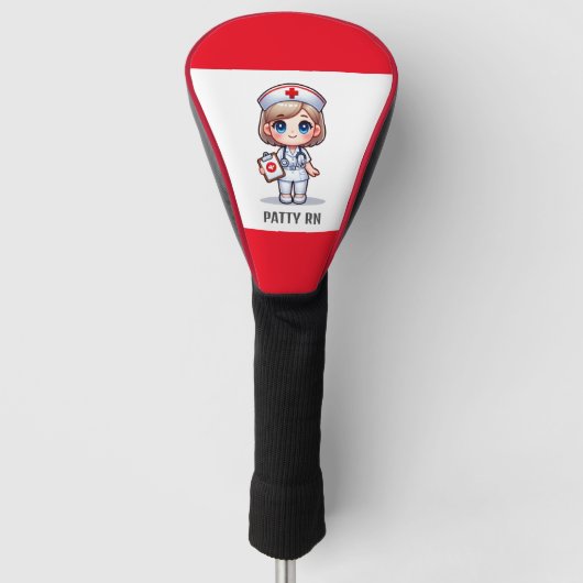Schattigee Manga Verpleegster met Blond Haar Blauw Golfheadcover (Voorkant)