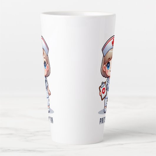 Schattigee Manga Verpleegster met Blond Haar Blauw Latte Mok (Voorkant)