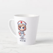 Schattigee Manga Verpleegster met Blond Haar Blauw Latte Mok (Linkerhoek)
