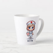 Schattigee Manga Verpleegster met Blond Haar Blauw Latte Mok (Rechterhoek)