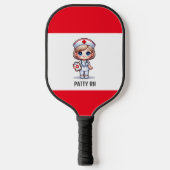 Schattigee Manga Verpleegster met Blond Haar Blauw Pickleball Paddle (Voorkant)