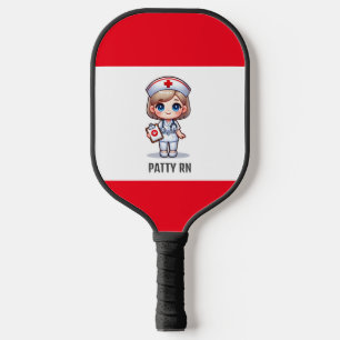 Schattigee Manga Verpleegster met Blond Haar Blauw Pickleball Paddle