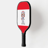 Schattigee Manga Verpleegster met Blond Haar Blauw Pickleball Paddle (Links)