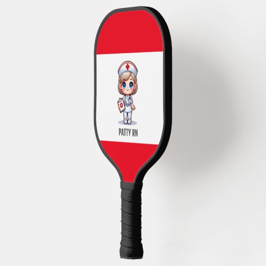 Schattigee Manga Verpleegster met Blond Haar Blauw Pickleball Paddle (Links)