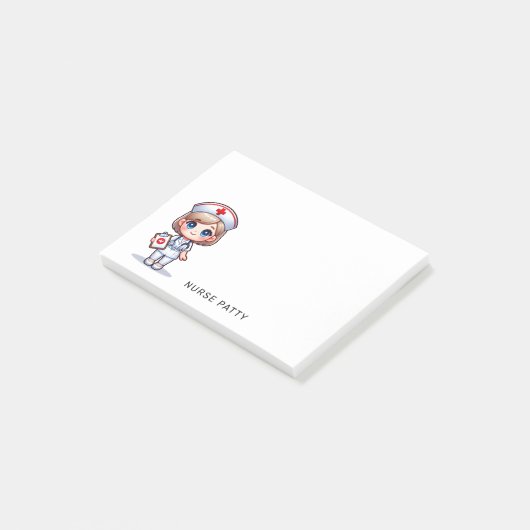 Schattigee Manga Verpleegster met Blond Haar Blauw Post-it® Notes (Schuin)
