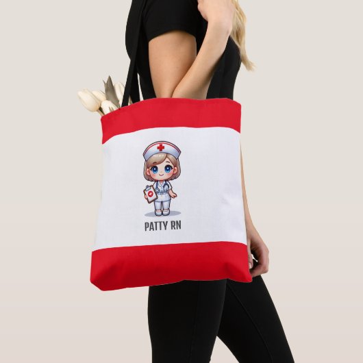 Schattigee Manga Verpleegster met Blond Haar Blauw Tote Bag (Dichtbij)