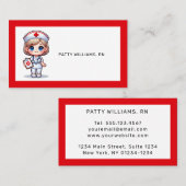 Schattigee Manga Verpleegster met Blond Haar Blauw Visitekaartje (Voorkant / Achterkant)