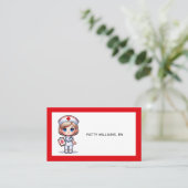 Schattigee Manga Verpleegster met Blond Haar QR Co Visitekaartje (Staand voorkant)