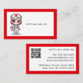 Schattigee Manga Verpleegster met Blond Haar QR Co Visitekaartje (Voorkant / Achterkant)