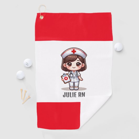 Schattigee Manga Verpleegster met Bruin Haar Bruin Golfhanddoek (Insitu)