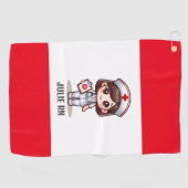 Schattigee Manga Verpleegster met Bruin Haar Bruin Golfhanddoek (Horizontaal)