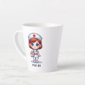 Schattigee Manga Verpleegster met Bruin Haar Bruin Latte Mok (Linkerhoek)